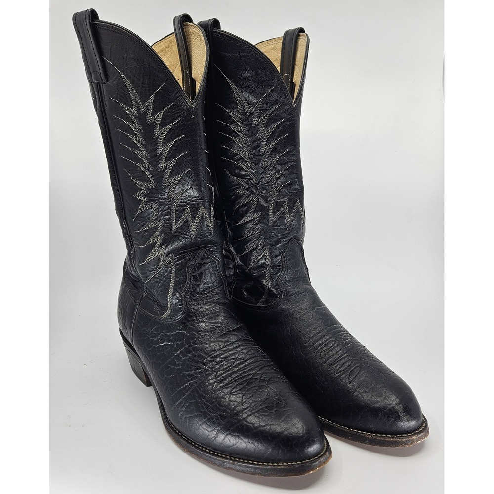 VTG USA Nocona‎ Boots Men's Black Cowhide Leather Western Cowboy Boots Size 9.5E